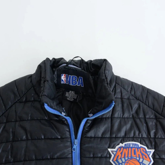 NBA New York  Knicks Black & Blue Puffer Jacket Size 2XL - Picture 12 of 12